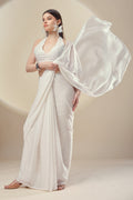 White Shimmer Chiffon Saree