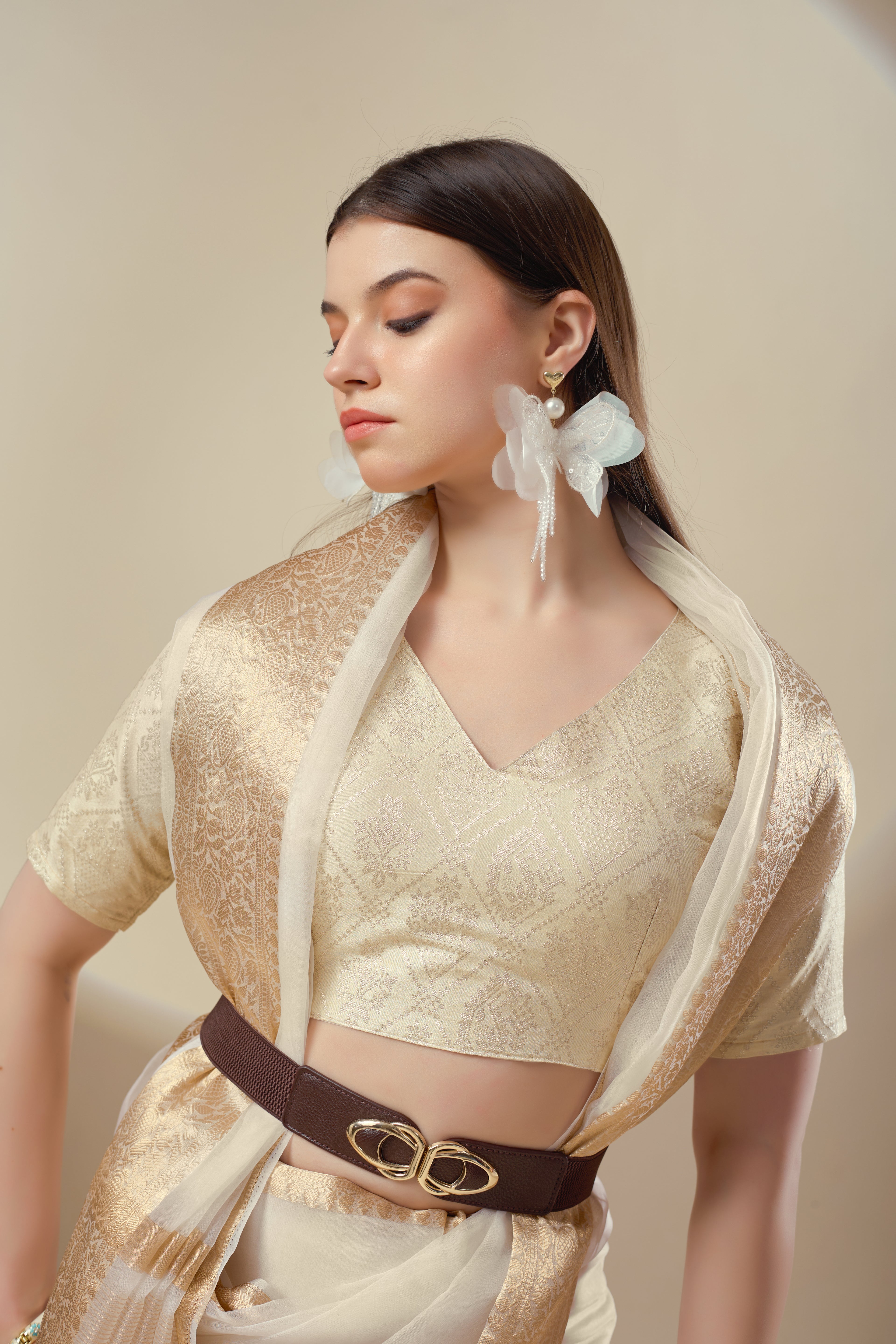 White Kanjivaram Organza Saree