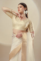 White Kanjivaram Organza Saree