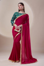 Red Kashmiri Silk Saree