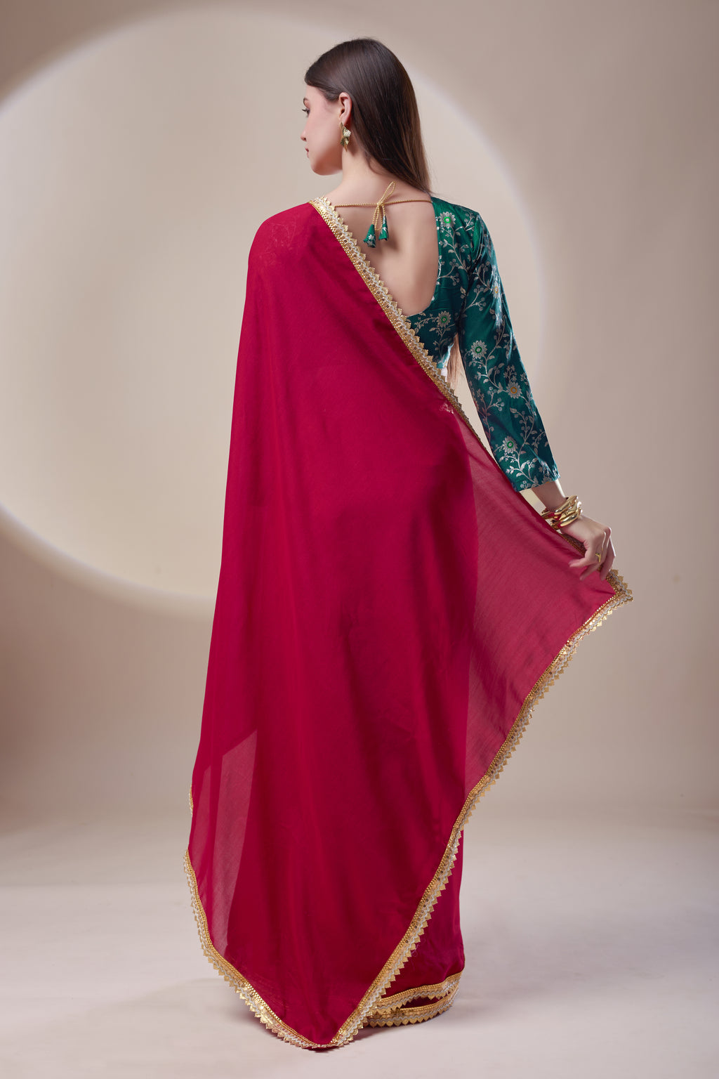 Red Kashmiri Silk Saree