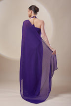 Purple Shimmer Chiffon Saree
