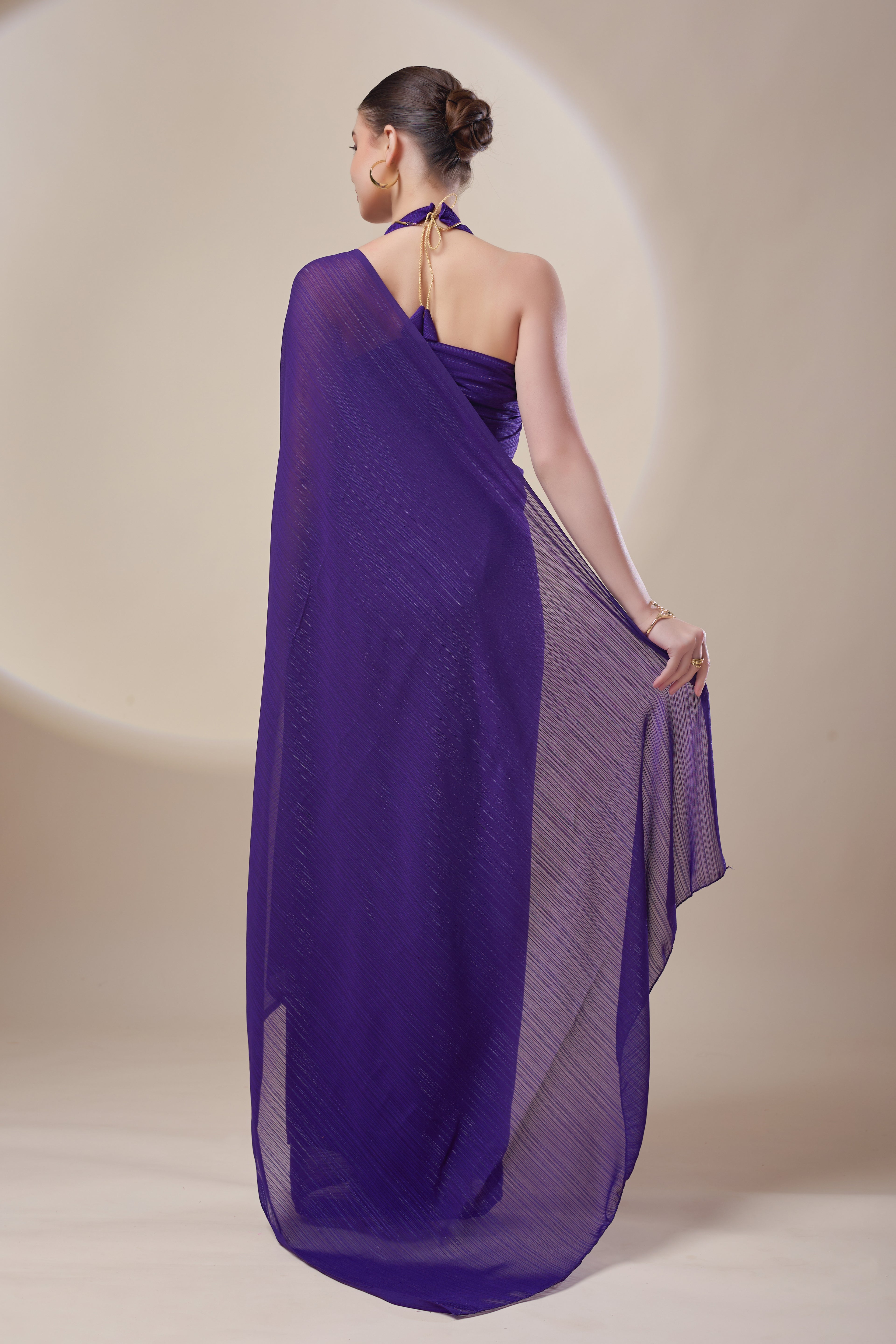 Purple Shimmer Chiffon Saree