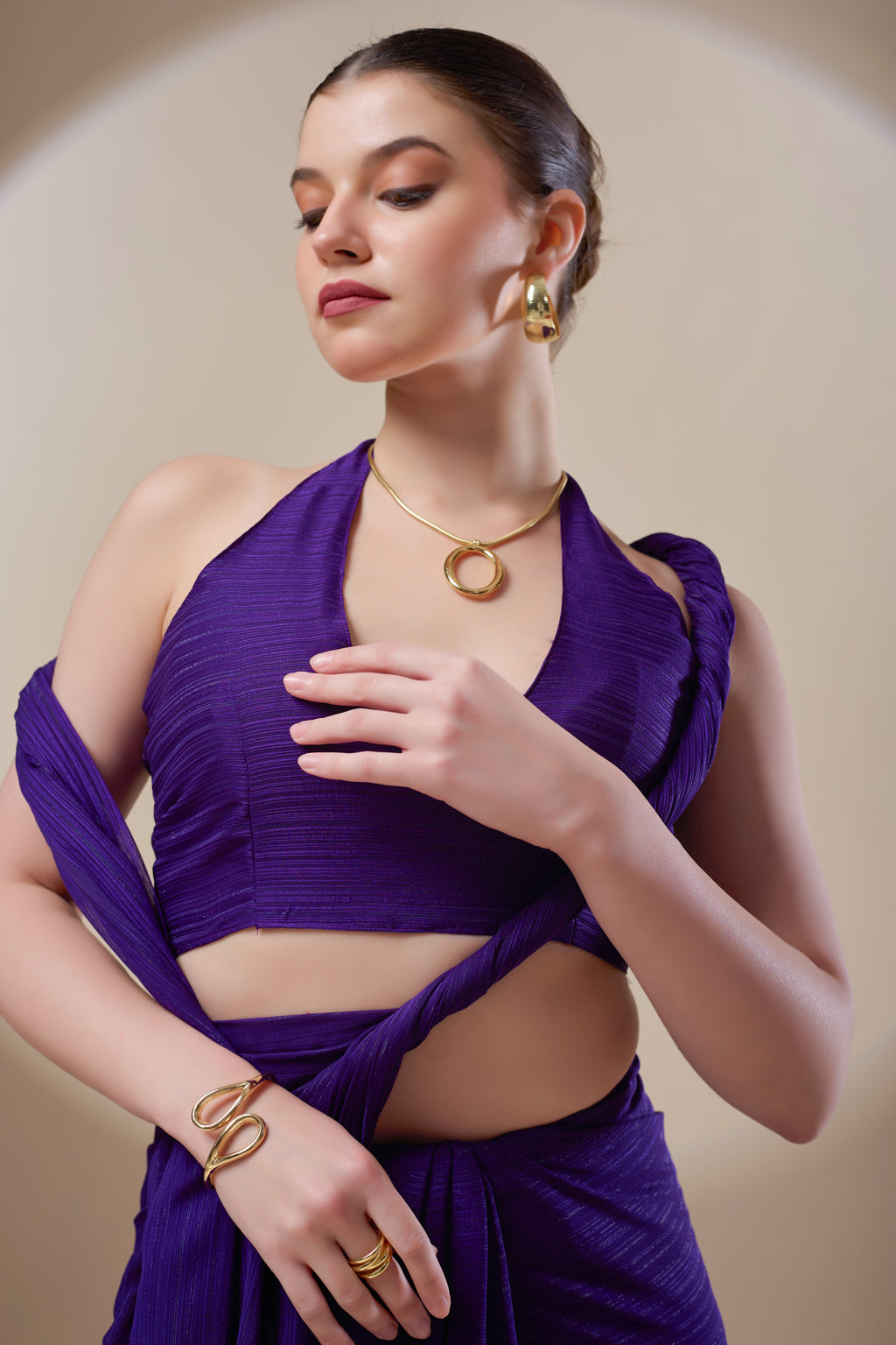 Purple Shimmer Chiffon Saree