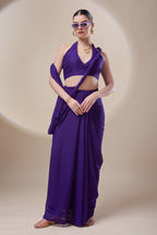Purple Shimmer Chiffon Saree