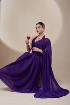 Purple Shimmer Chiffon Saree