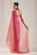 Pink Checked Tissue Saree