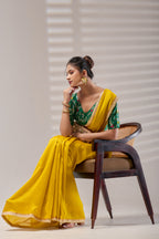 Yellow Kashmiri Silk Saree