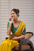 Yellow Kashmiri Silk Saree