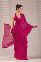 Pink Shimmer Chiffon Saree