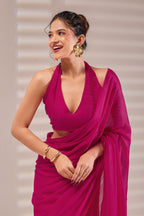 Pink Shimmer Chiffon Saree
