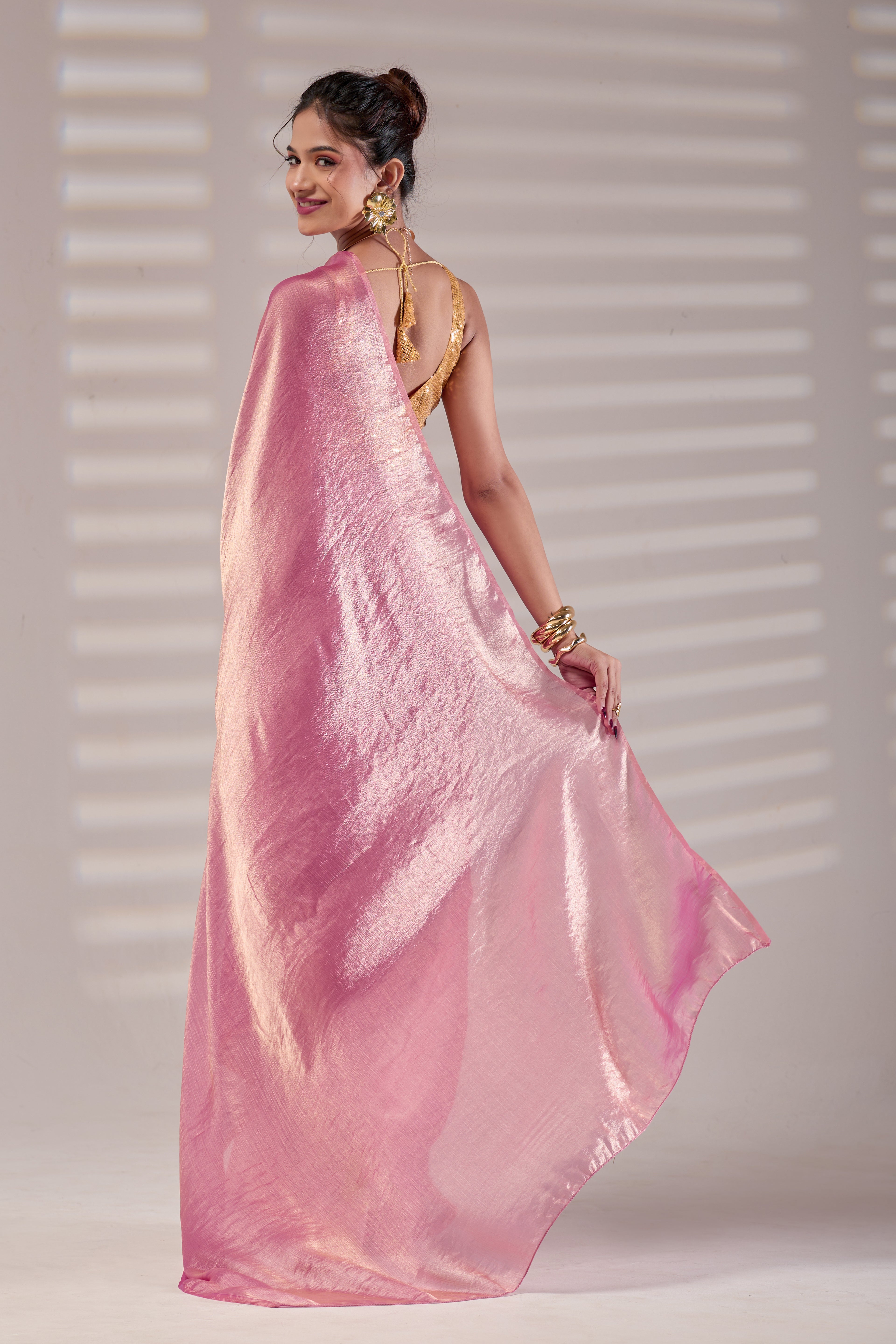 Blush Crushed Tissue Saree