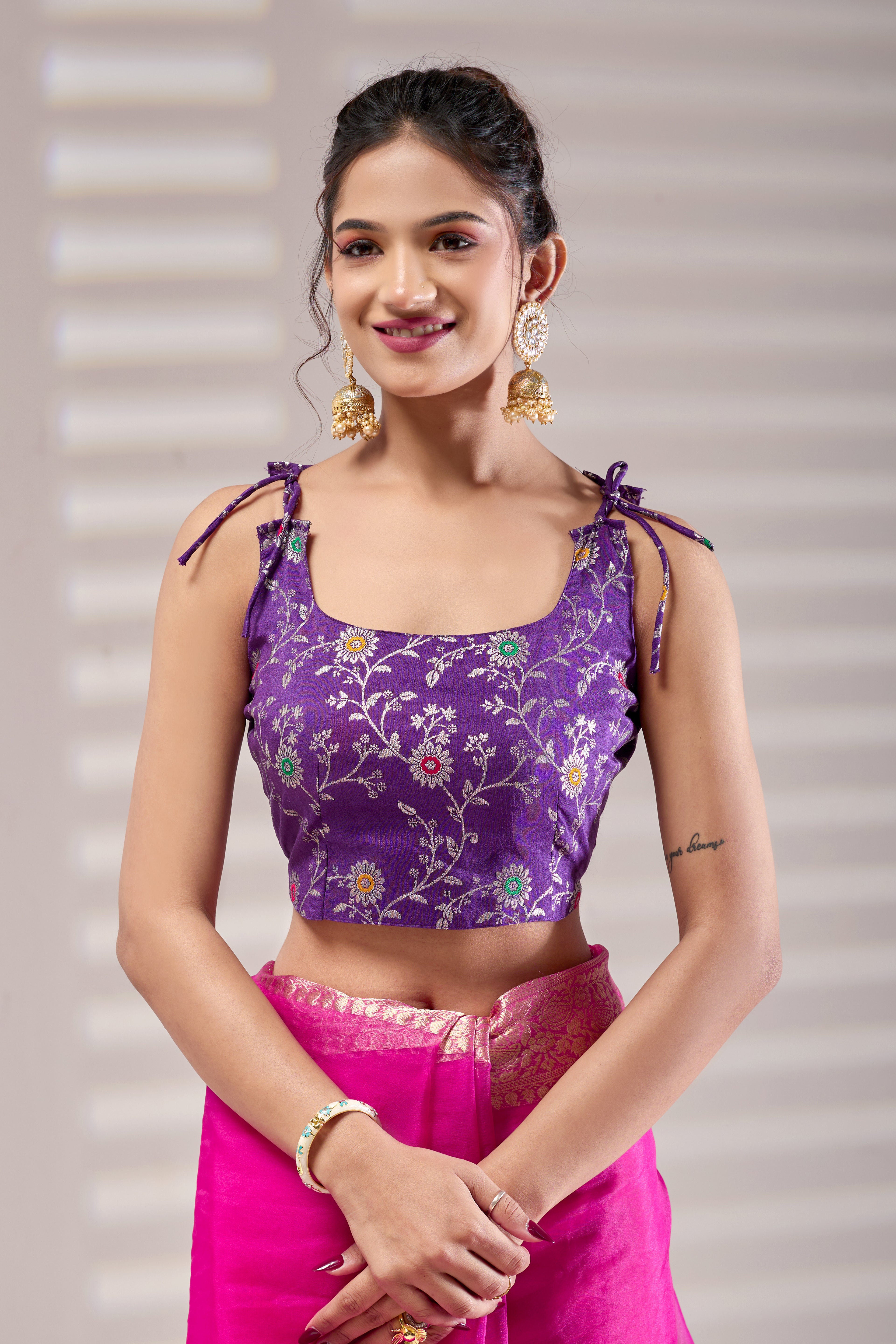 Pink Kanjivaram Organza Saree