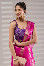 Pink Kanjivaram Organza Saree