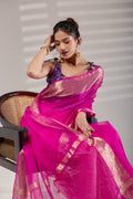 Pink Kanjivaram Organza Saree