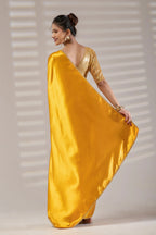 Golden Silk Satin Saree