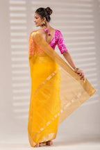 Yellow Kanjivaram Organza Saree