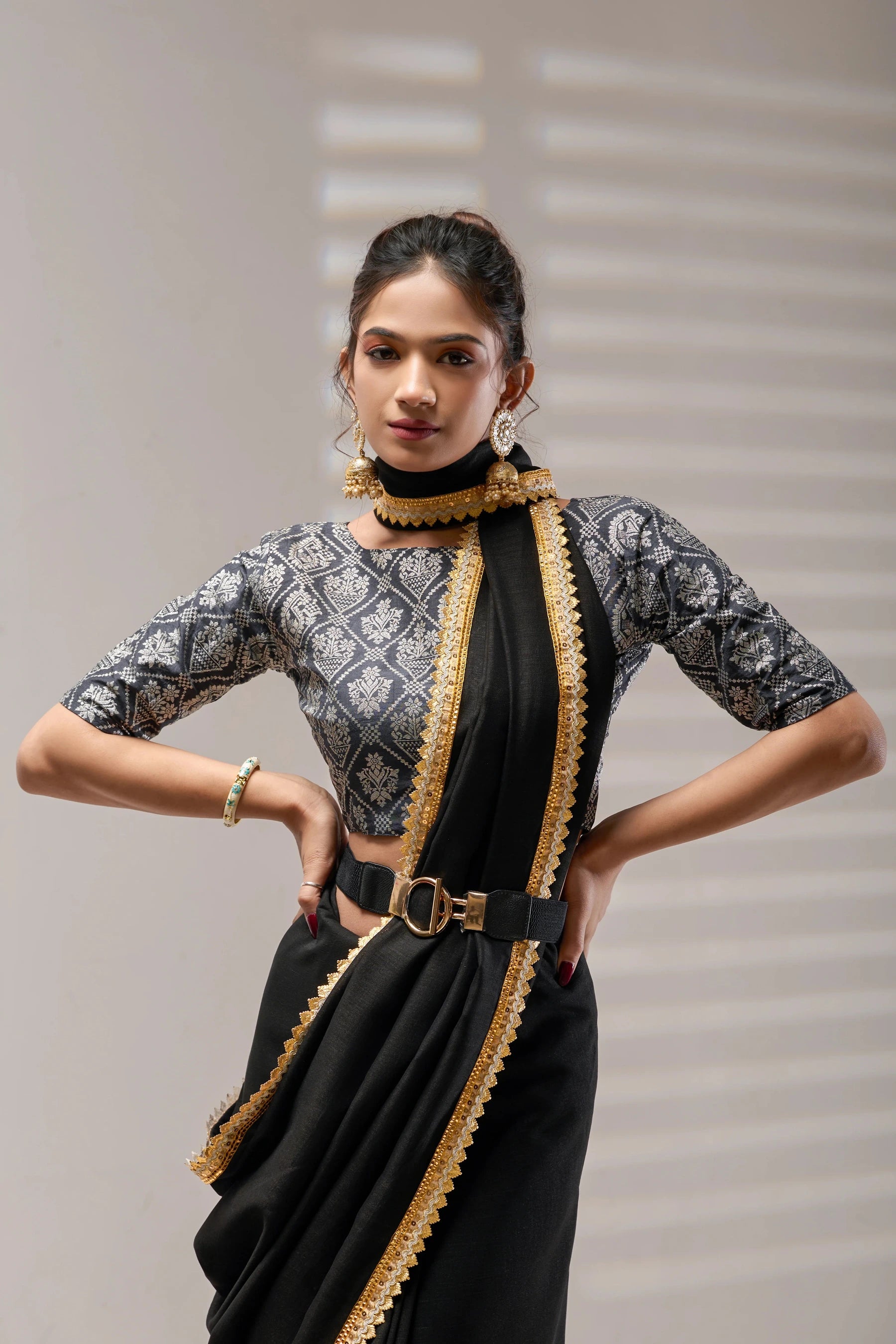 Black Kashmiri Silk Saree