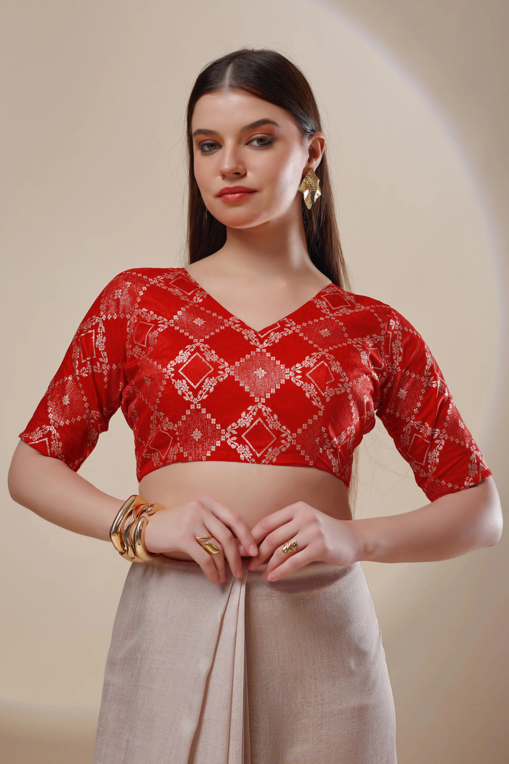 Red Banarasi Brocade Blouse