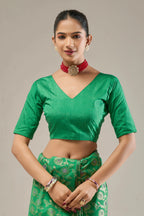 Green Banarasi Raw Silk Saree