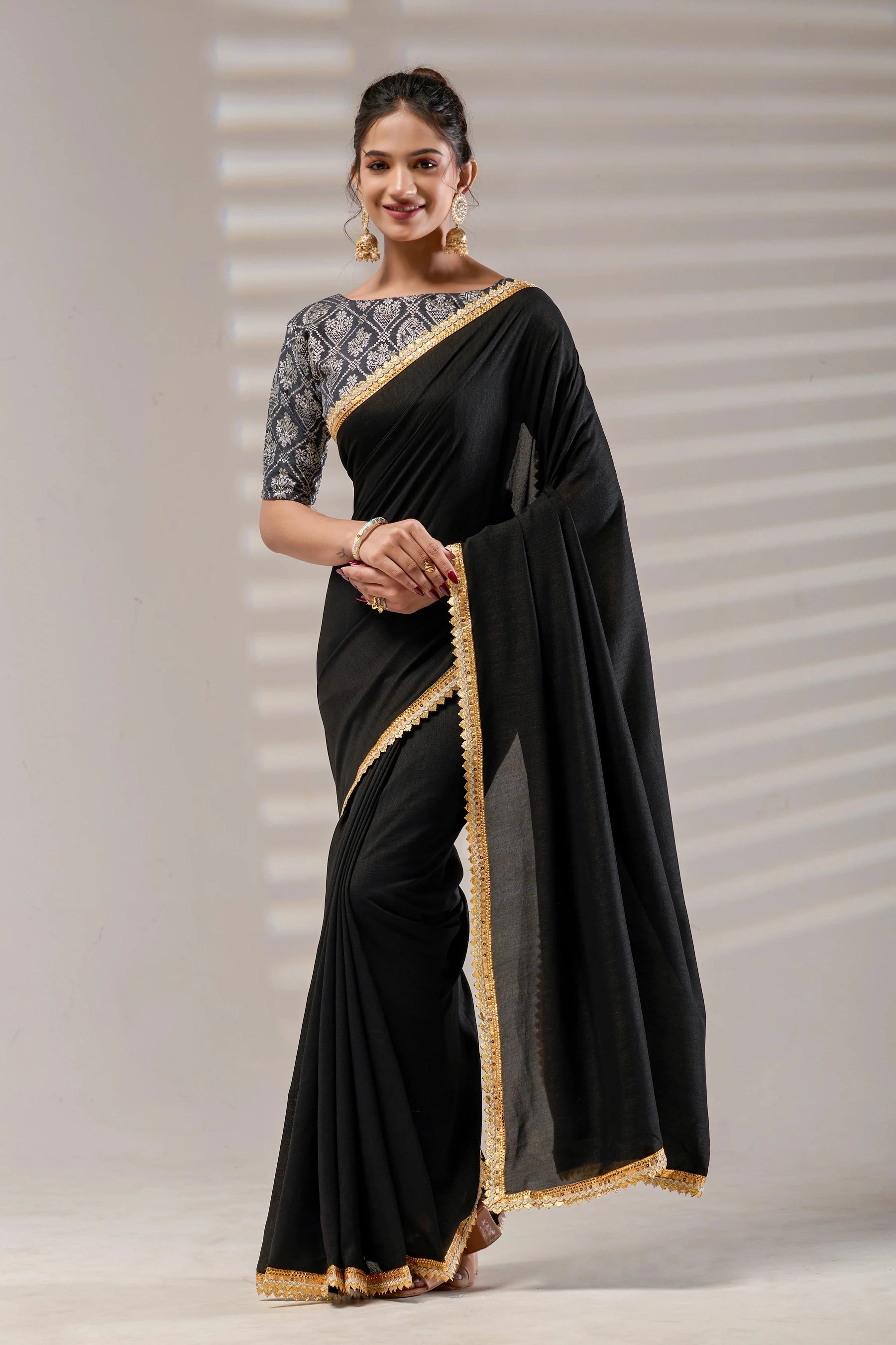 Black Kashmiri Silk Saree
