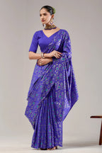 Blue Banarasi Raw Silk Saree