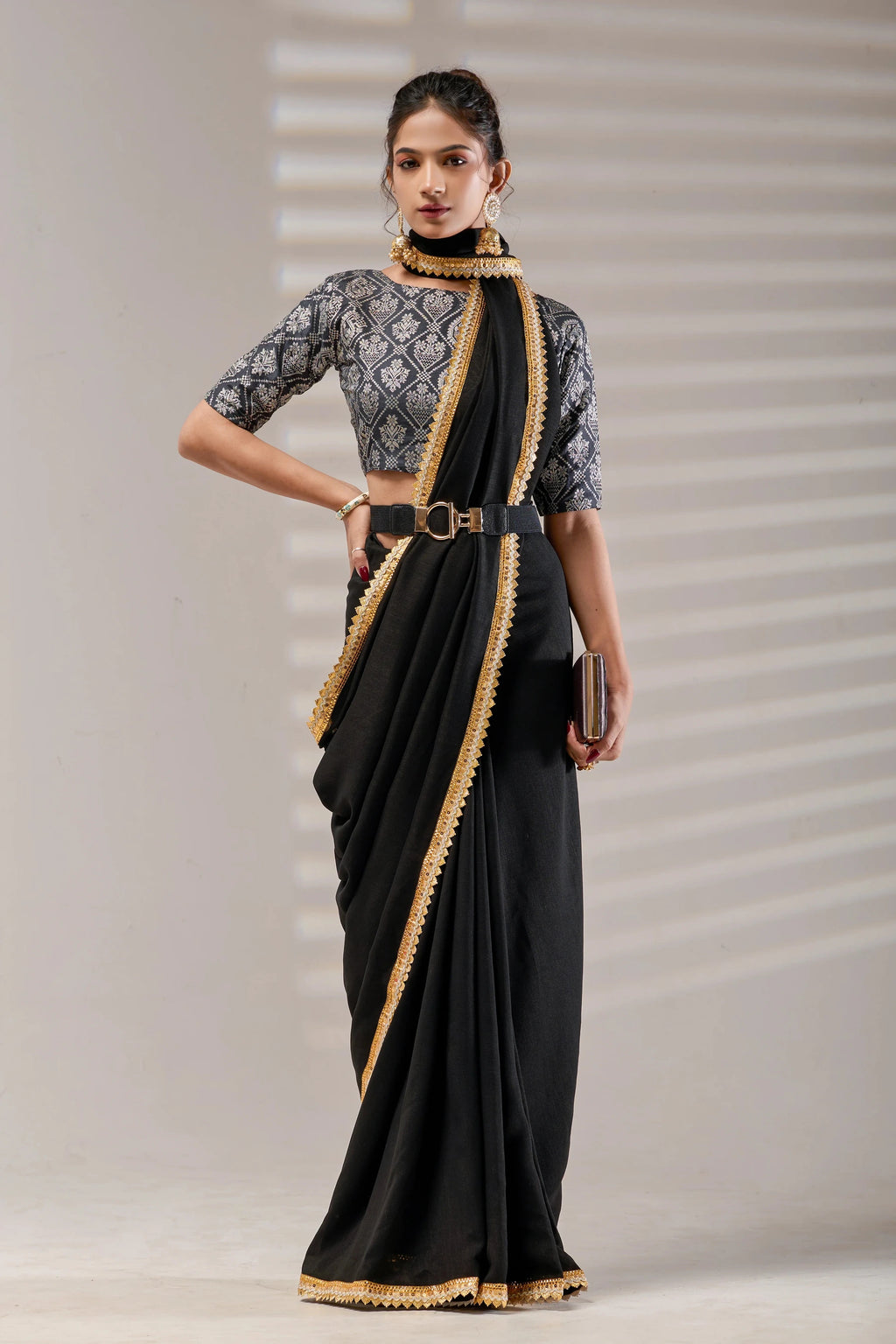 Black Kashmiri Silk Saree