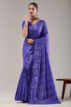 Blue Banarasi Raw Silk Saree