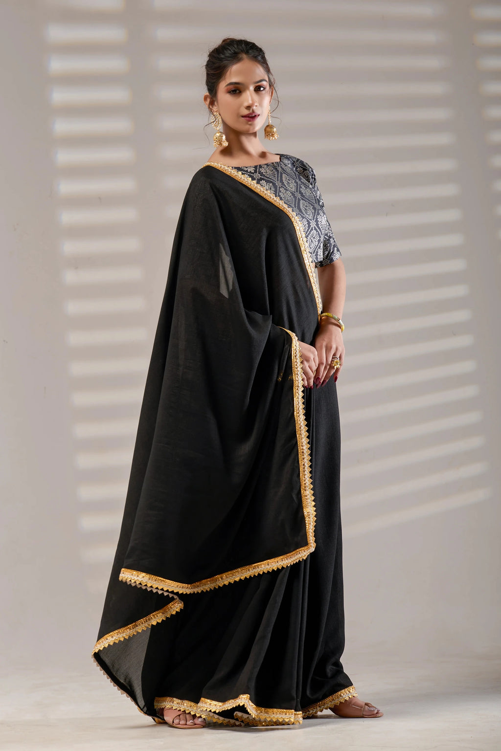 Black Kashmiri Silk Saree