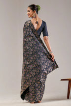 Black Banarasi Raw Silk Saree