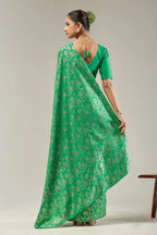 Green Banarasi Raw Silk Saree