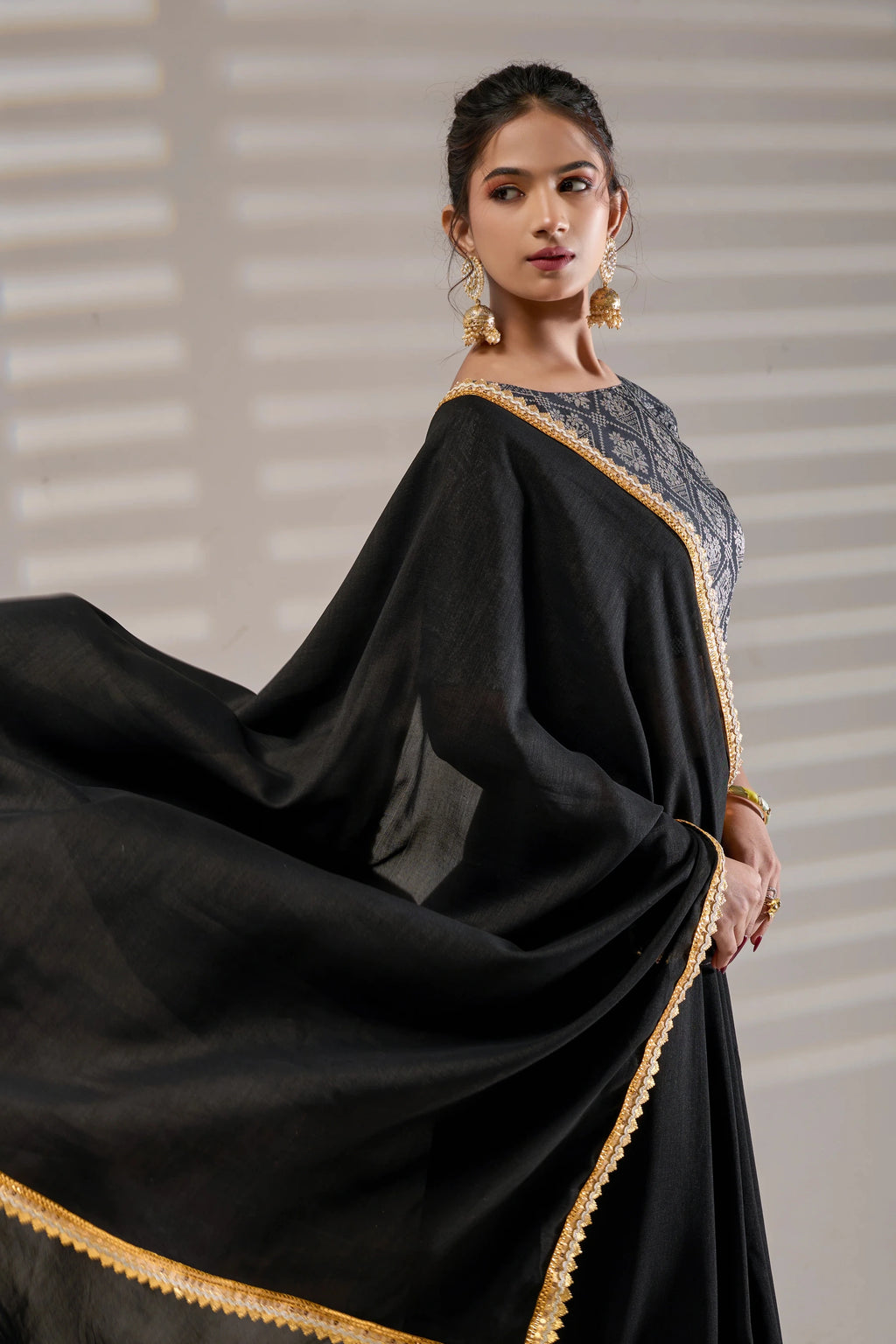 Black Kashmiri Silk Saree