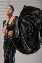 Black Silk Satin Saree