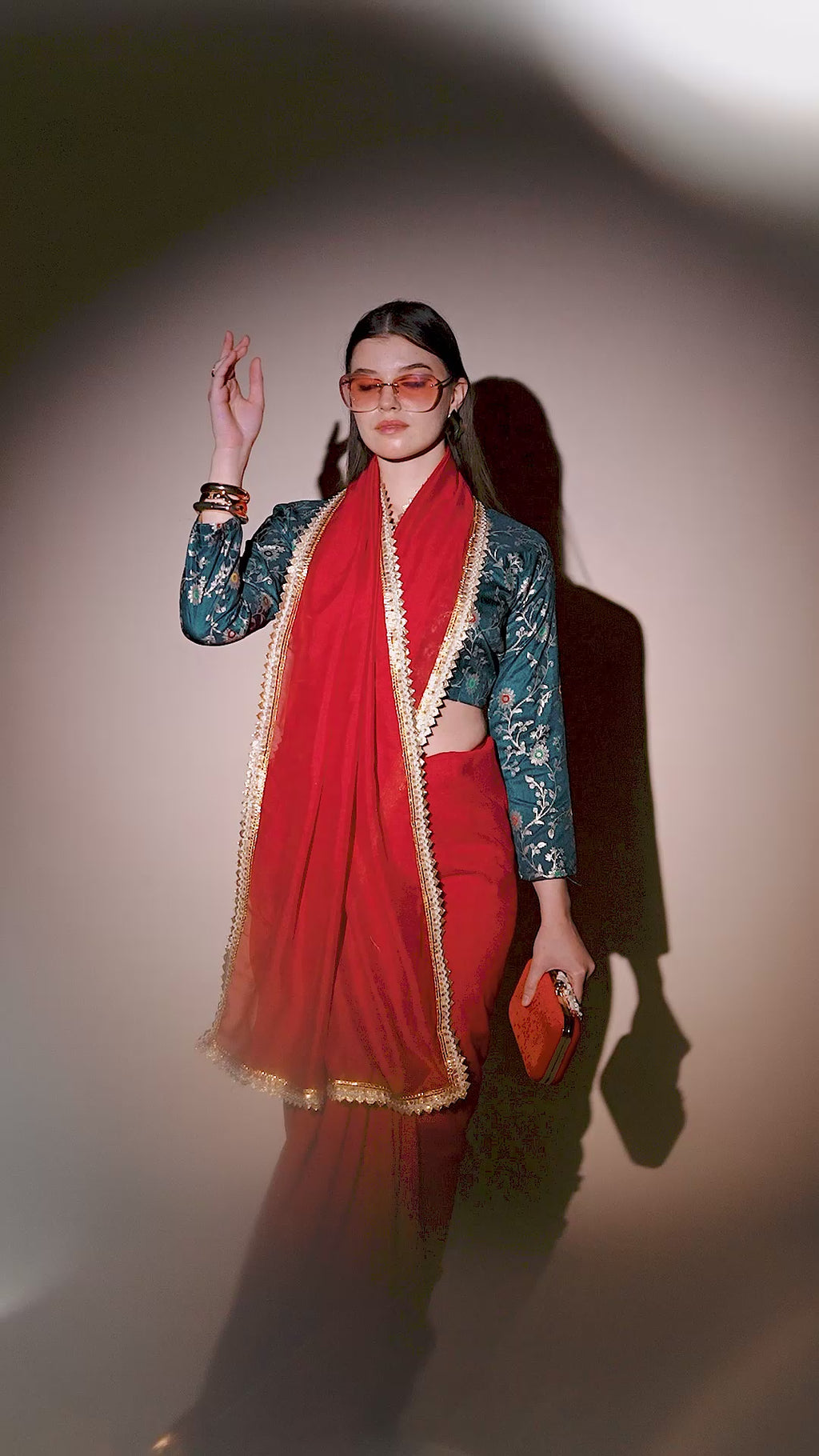 Red Kashmiri Silk Saree
