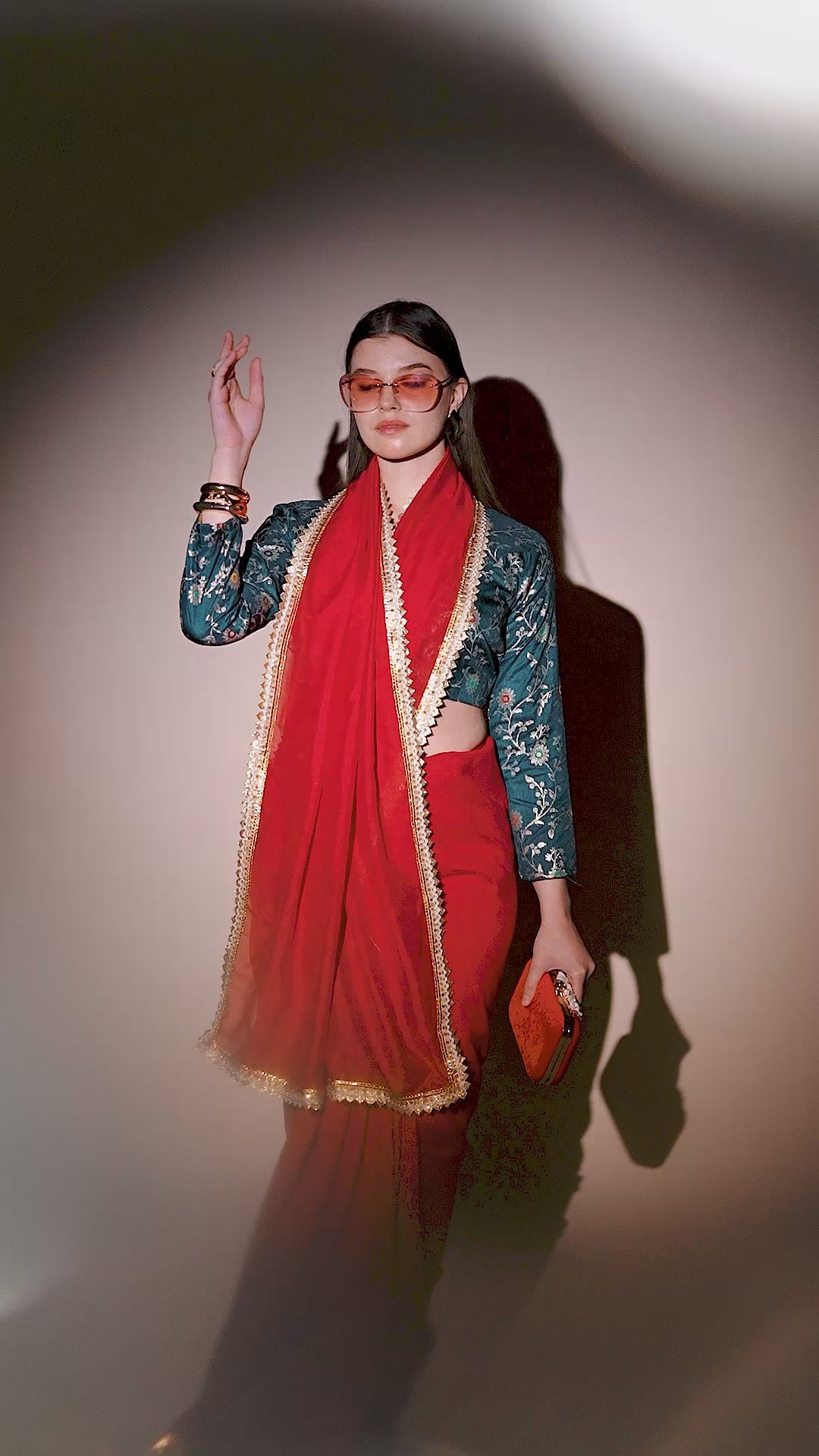 Red Kashmiri Silk Saree