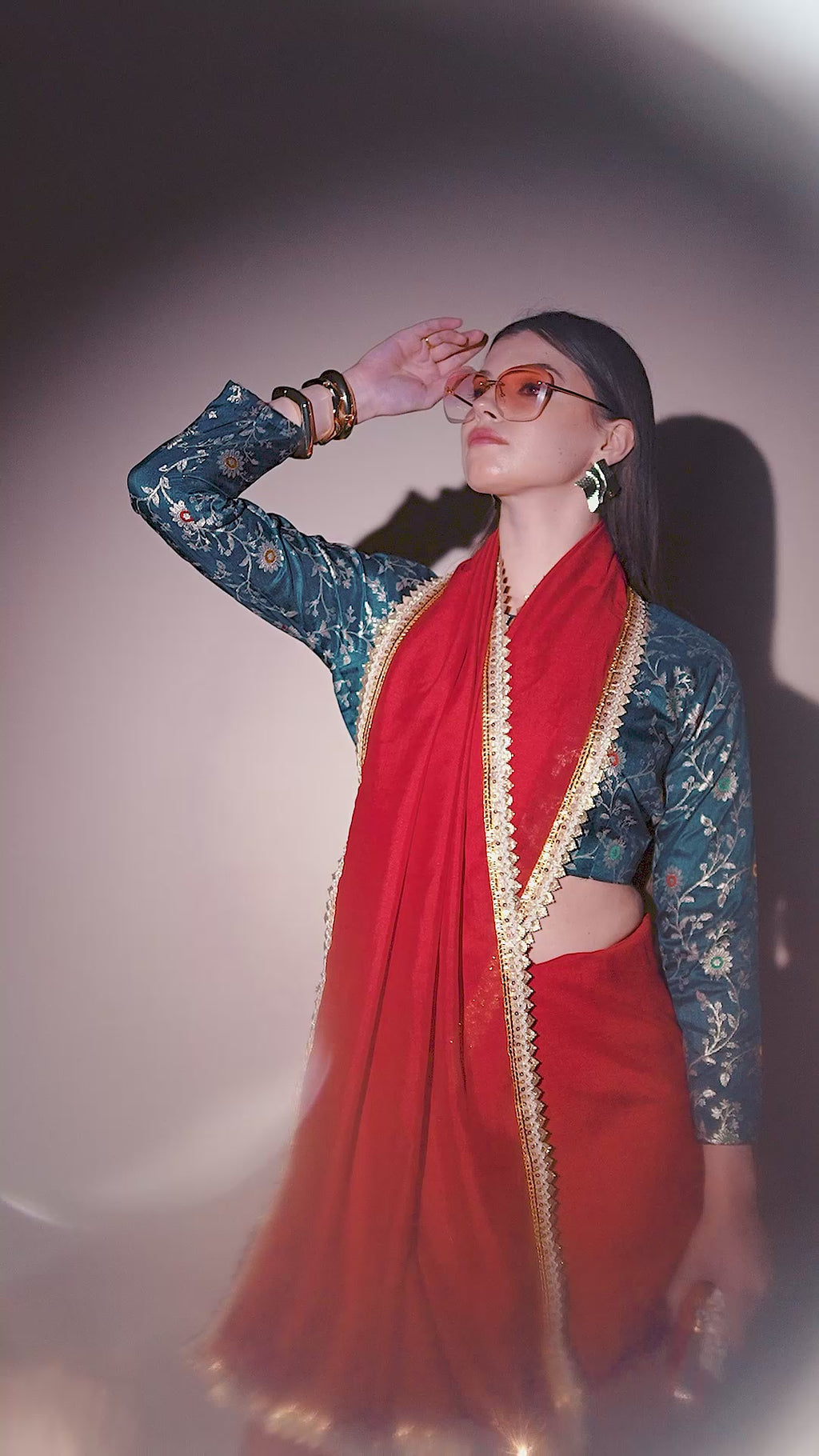 Red Kashmiri Silk Saree