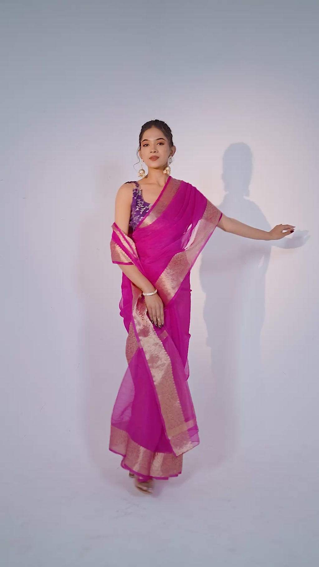 Pink Kanjivaram Organza Saree